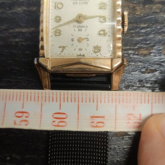 Avalon art deco mechanical watch domed steel milanese strap 10k rgp 22x38mm runs - Picture 13 of 14